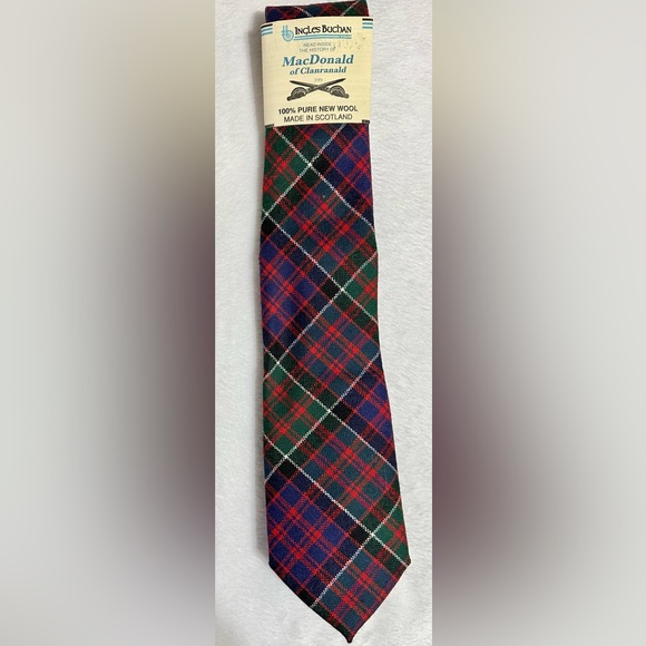 NWOT Ingles Buchan Tartan Tie MacDonald of Clanranald Modern 100% Pure New Wool - Picture 3 of 7